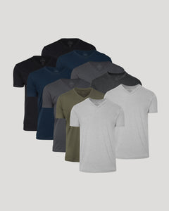 True ClassicStaple Classic V-Neck 10-Pack neatly displayed in various solid colors.
