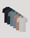 Staple Tall Dressy Polo 6-Pack neatly arranged on a gray background.
