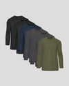 Staple Tall Long Sleeve T-Shirt 6-Pack in muted, solid colors.