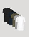 Tall Straight Hem T-Shirt 6-Pack, neatly staggered, showcases classic crew-neck design.