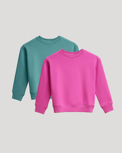 Girls Stormcloud & Electric Fuchsia Slouch Pullover Crew 2-Pack