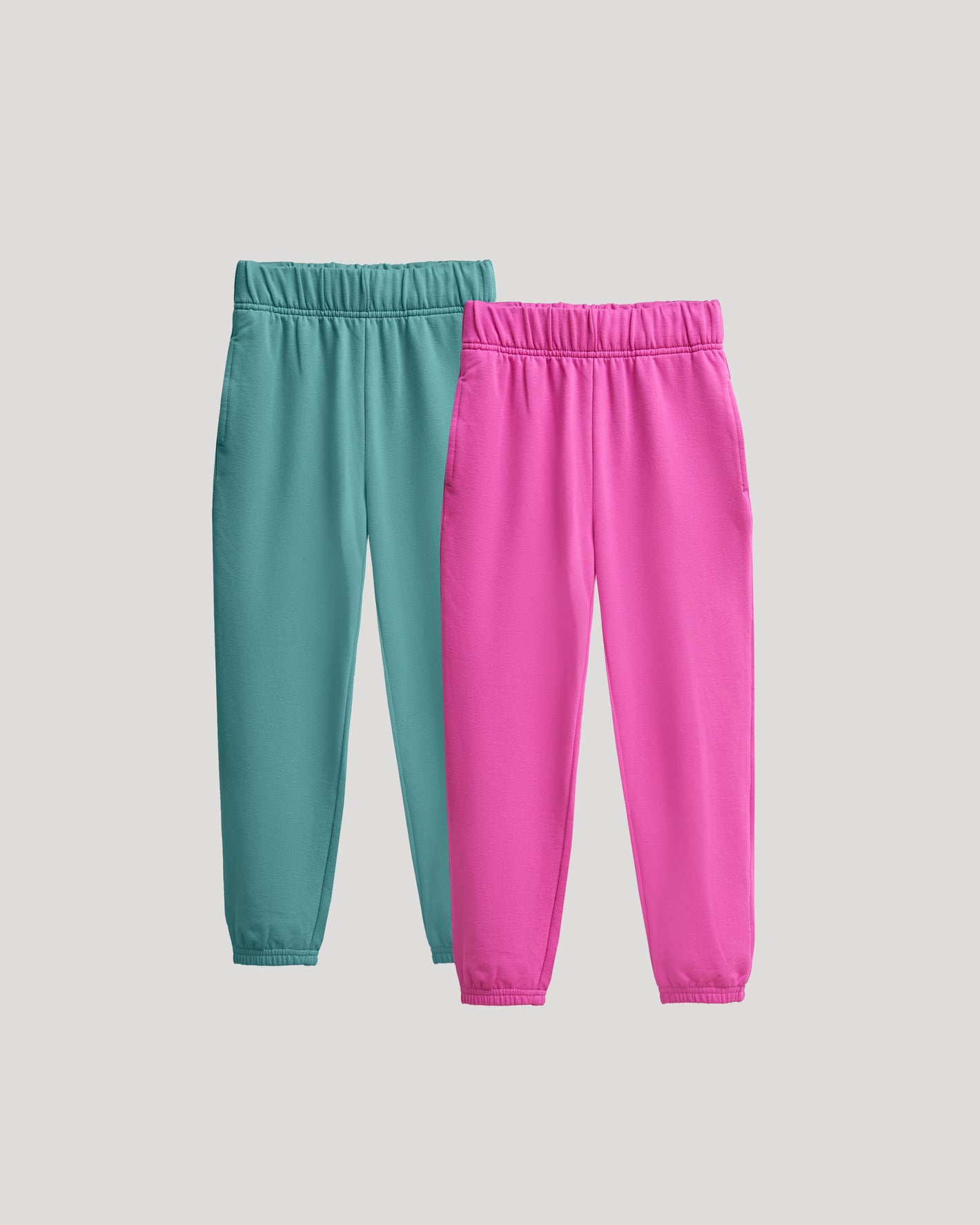 Girls Stormcloud & Electric Fuchsia Relaxed Joggers 2-Pack, featuring elastic waists and cuffs.