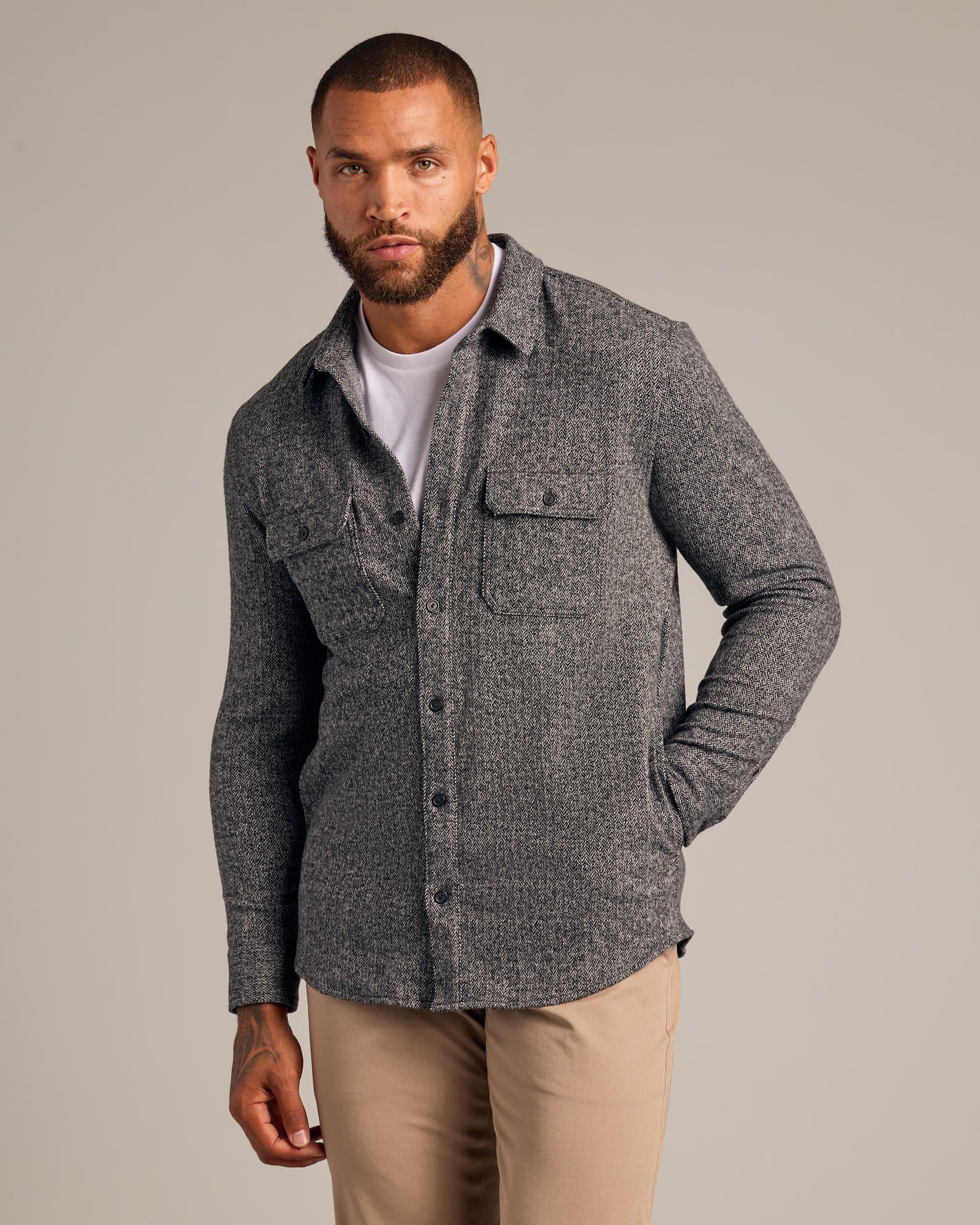 Black Sweater Shirt Jacket