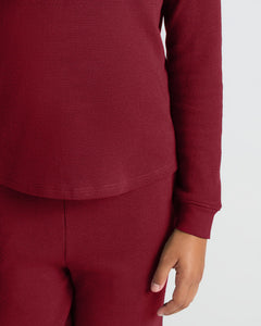 True ClassicGirls Dark Maroon Waffle Long Sleeve Henley & Waffle Leg Pants.
