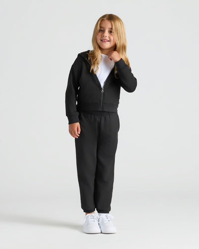 Girls Black & Electric Fuchsia Cropped Zip Hoodie 2-Pack