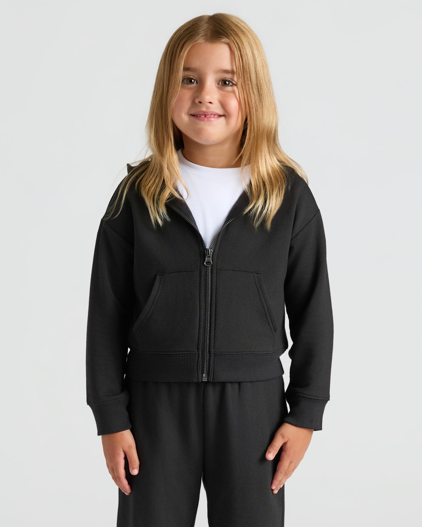Girls Stormcloud & Electric Fuchsia Cropped Zip Hoodie 2-Pack
