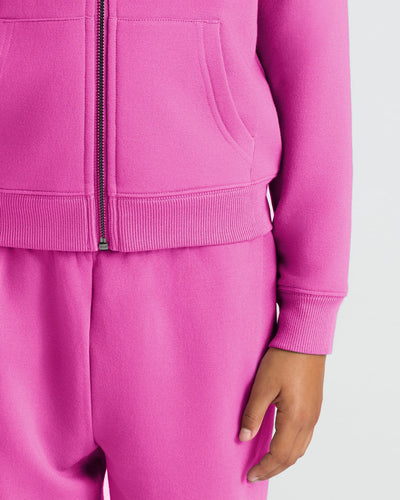 Girls Stormcloud & Electric Fuchsia Cropped Zip Hoodie 2-Pack