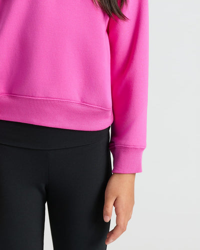 Girls Slouch Pullover Crew - Electric Fuchsia