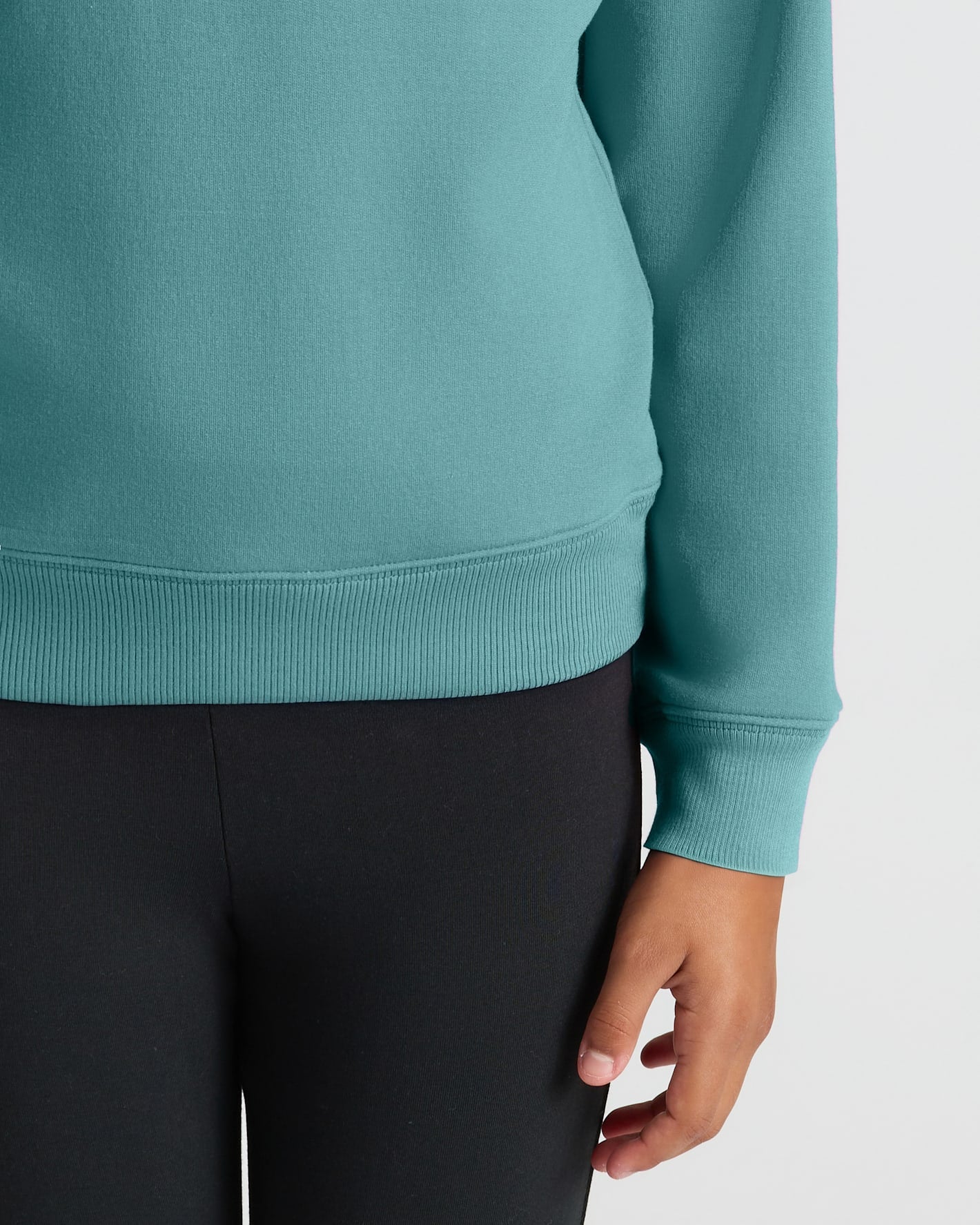 Girls Stormcloud & Electric Fuchsia Slouch Pullover Crew 2-Pack on child.