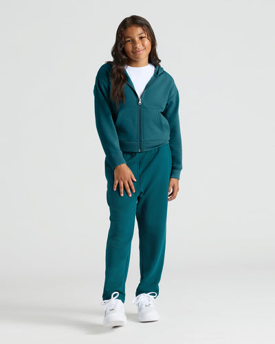 Girls Deep Emerald & Black Relaxed Joggers 2-Pack