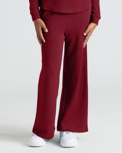 True ClassicGirls Dark Maroon Waffle Henley & Pants, waffle texture, relaxed fit.