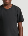 Boys' Black Classic Curved Hem Crew Neck T-Shirt, comfy fit.