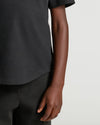 Boys' Black Classic Curved Hem Crew Neck worn midsection view.