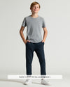 Boys' Heather Gray Classic Curved Hem Crew Neck on smiling teen.