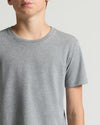 Boys' Classic Curved Hem Crew Neck T-shirt in light-gray worn.