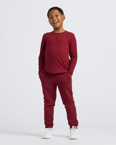 Boys' Long Sleeve Crew - Dark Maroon