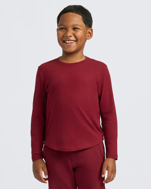Boy in Boys' Classic Long Sleeve Curved Hem Crew Neck.