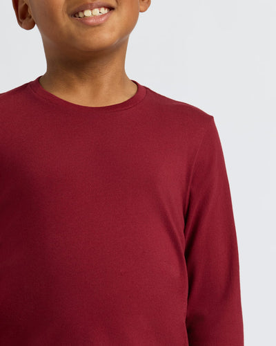 Boys' Long Sleeve Crew - Dark Maroon