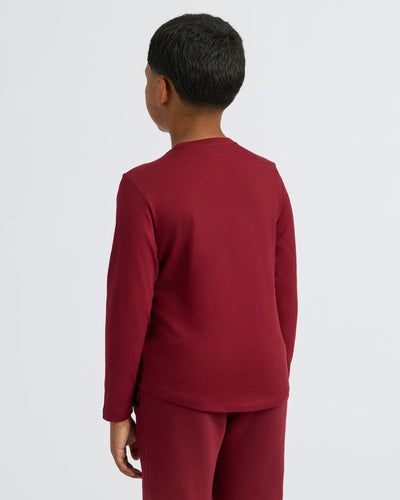 Boys' Long Sleeve Crew - Dark Maroon