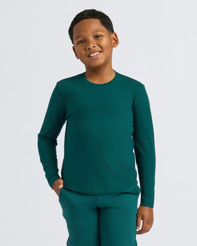Boys' Long Sleeve Crew - Deep Emerald