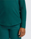 Boys' Deep Emerald Classic Long Sleeve Curved Hem Crew Neck displayed.