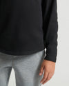 Boys' Black Classic Long Sleeve Curved Hem Crew with casual fit.
