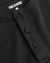 Boys' Waffle Long Sleeve Henley 6-Pack, black thermal, three-button placket.