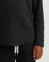 Boys' All Black Waffle Long Sleeve Henley close-up showing texture and style.