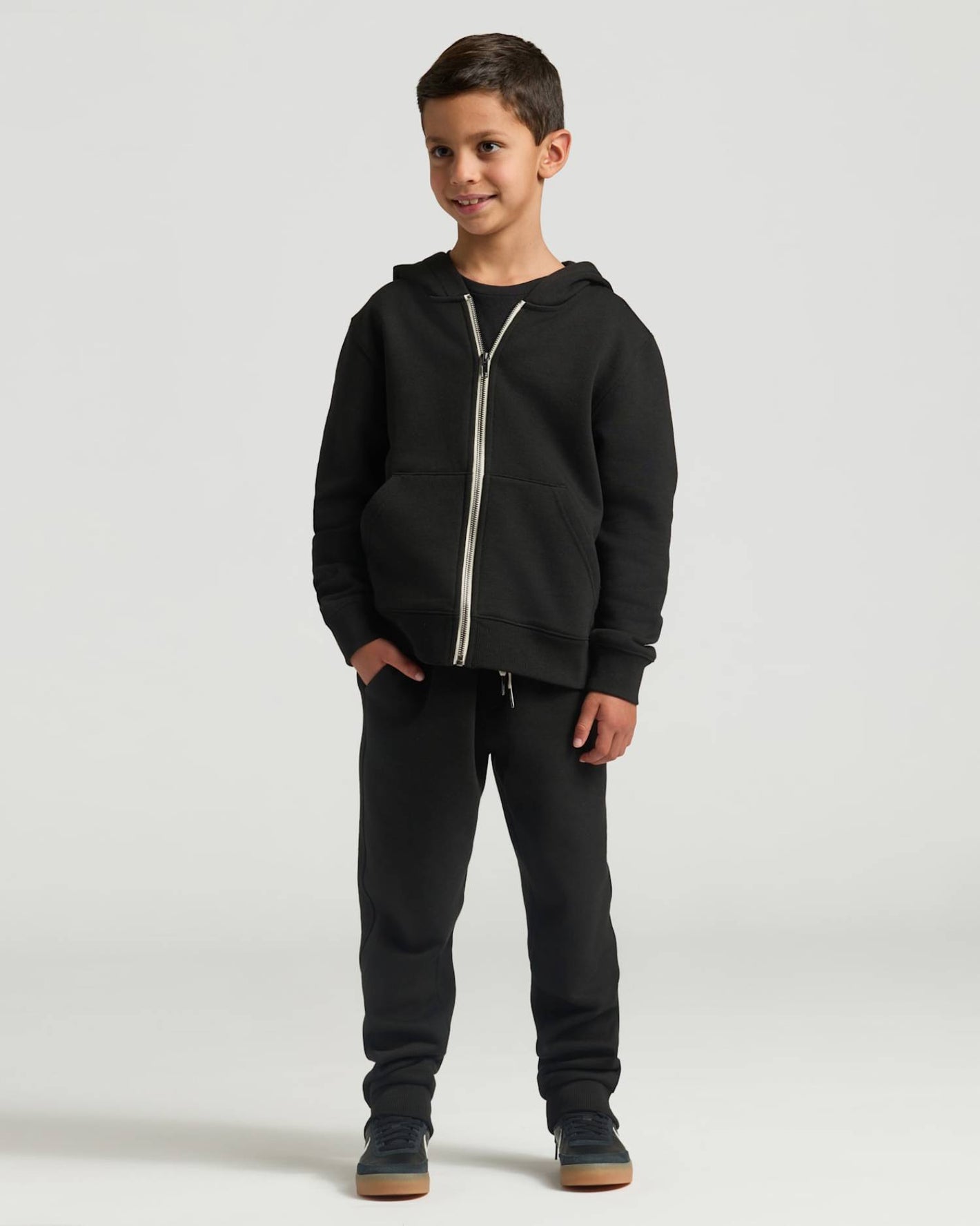 Boys Black Full Zip Fleece Hoodie & Jogger 2-Pack