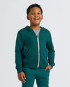 Boy in Boys Deep Emerald Full Zip Fleece Hoodie & Jogger.