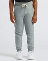 Boys' Medium Heather Gray Fleece Jogger with cream drawstring and pockets.