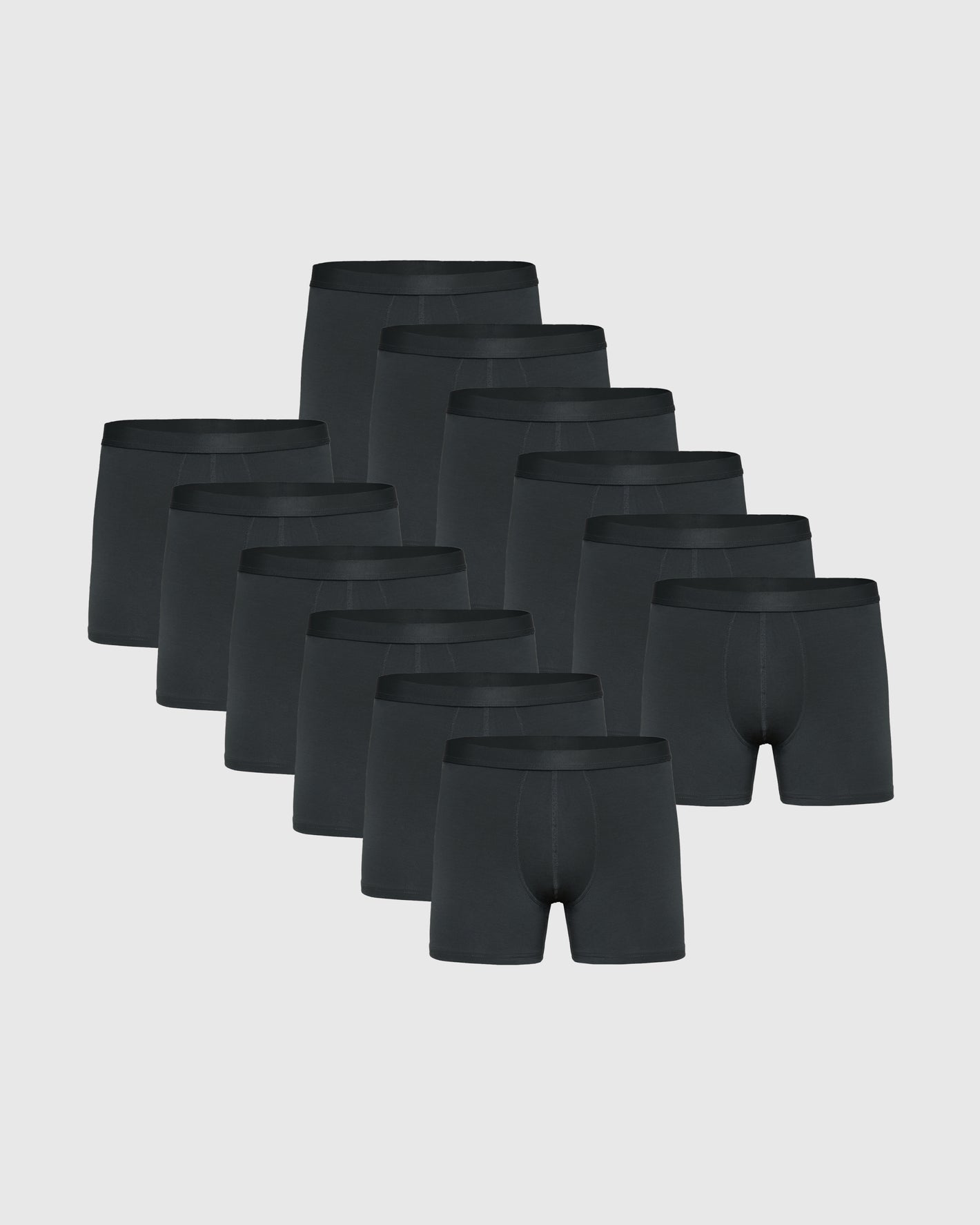 Carbon Boxer Trunks 12-Pack, black, with soft micromodal fabric, elastic waistband.