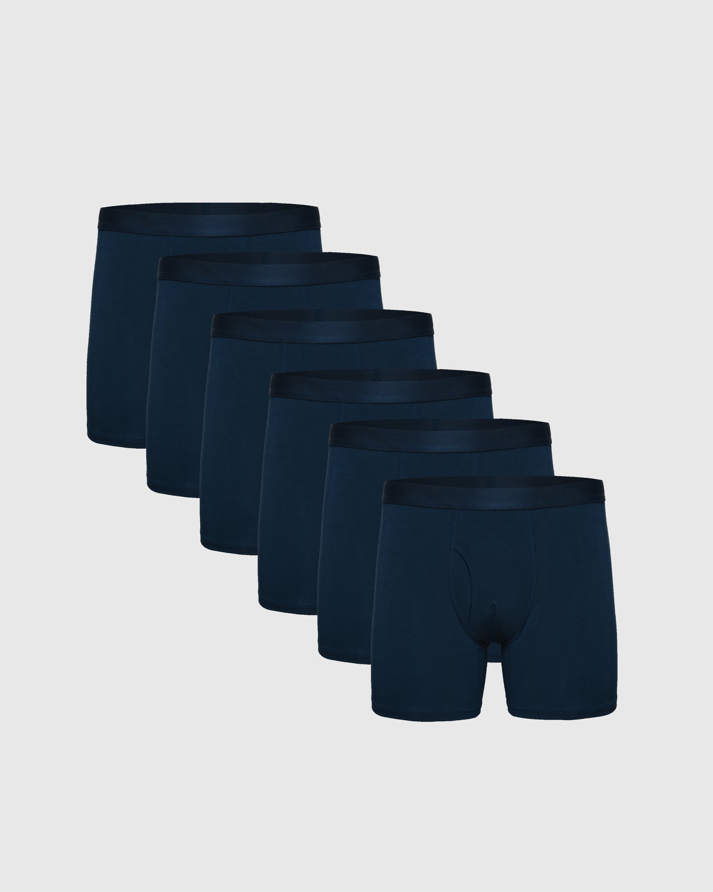 Navy Boxer Briefs W/ Fly 6-Pack displayed neatly in two rows.