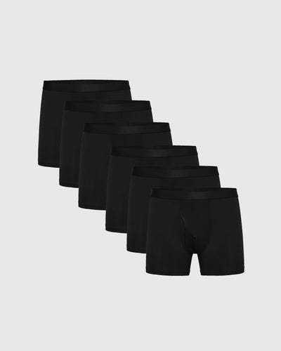 Black Boxer Trunks W/ Fly 6-Pack