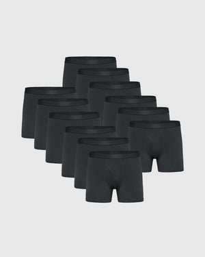 Carbon Boxer Trunks W/ Fly 12-Pack neatly arranged on neutral background.