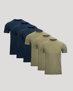 True ClassicActive Crew 6-Pack: six fitted, short-sleeve crewneck T-shirts displayed.