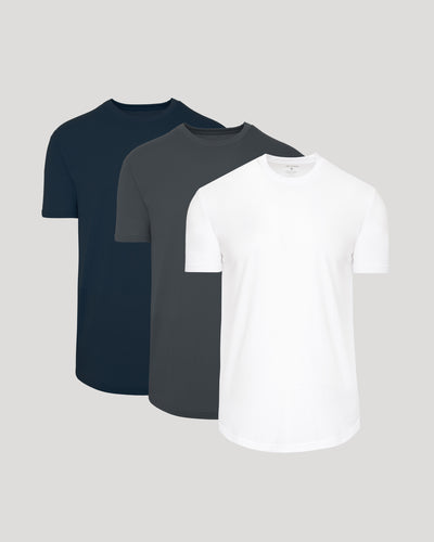 Classic Curved Hem Crew Neck (3‑Pack)