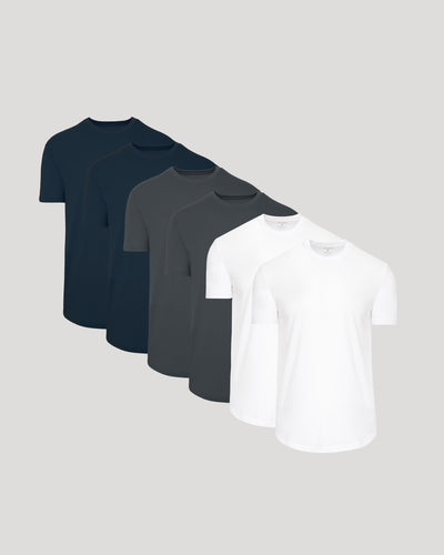 Classic Curved Hem Crew Neck (6‑Pack)