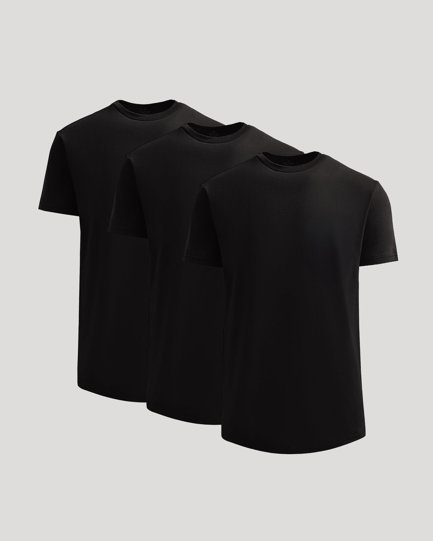 All Black Heavyweight Curved Hem Crew 3-Pack
