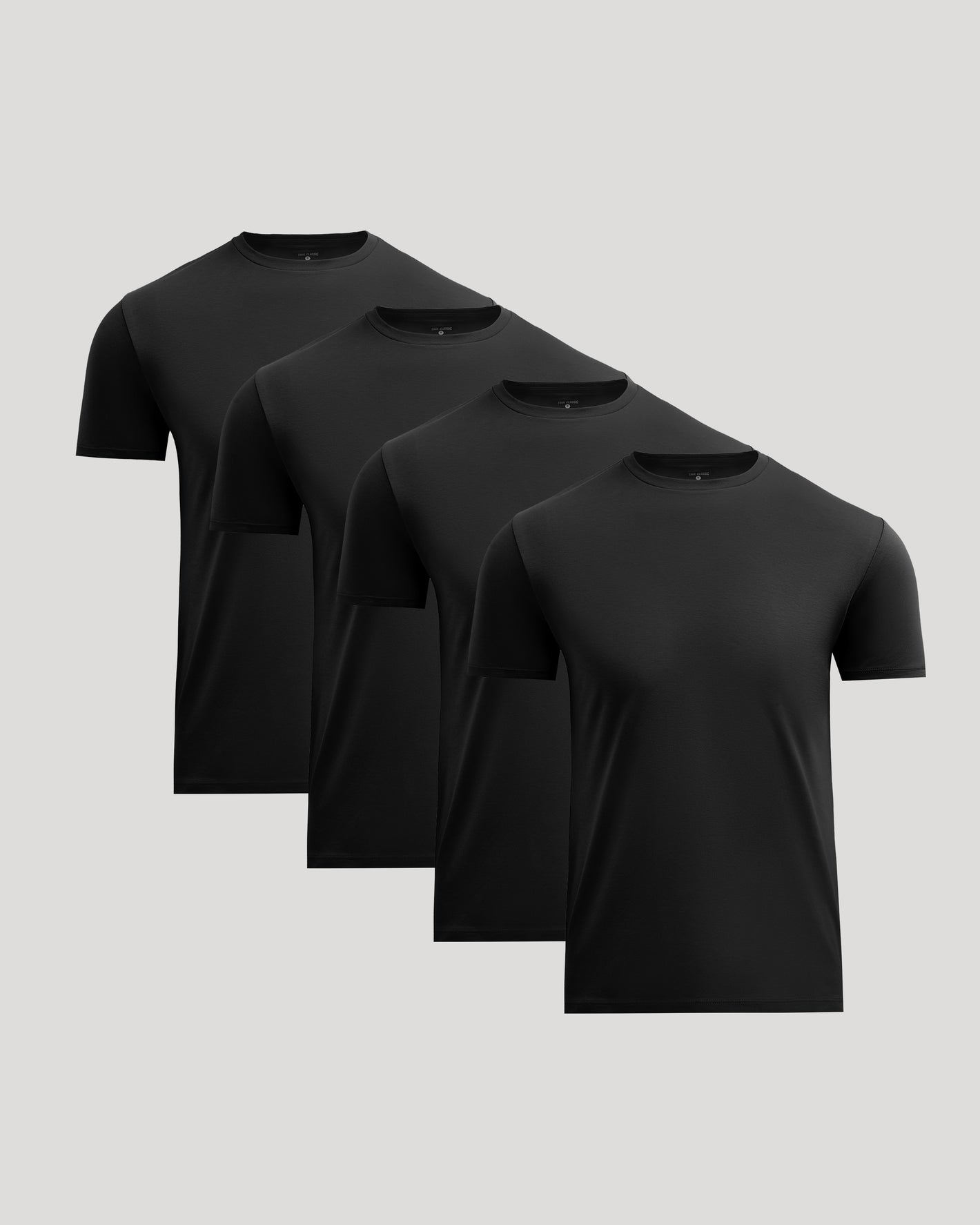 All Black Pima Cotton Blend Crew 4-Pack