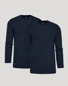 All Navy Waffle Long Sleeve Crew 2-Pack shirts overlapping.