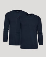 All Navy Waffle Long Sleeve Crew 2-Pack