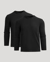Black Heavyweight Long Sleeve Pocket Crew 2-Pack on light gray background.