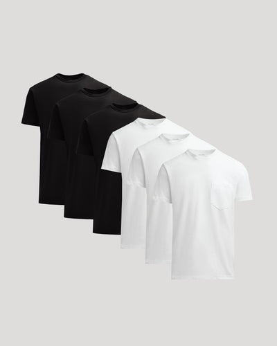 Black & White Heavyweight Pocket Crew 6-Pack