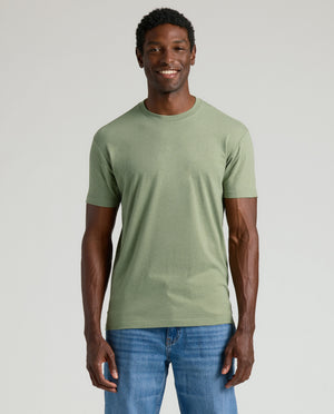 Man wearing CombinedListingTest Classic Crew Neck T-shirt, smiling casually.