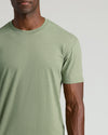 Dark Heather Bay Green Classic Crew Neck T-shirt worn by a man.