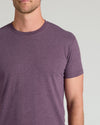Dark Heather Plum Classic Crew Neck T-shirt, short sleeves, heathered texture.