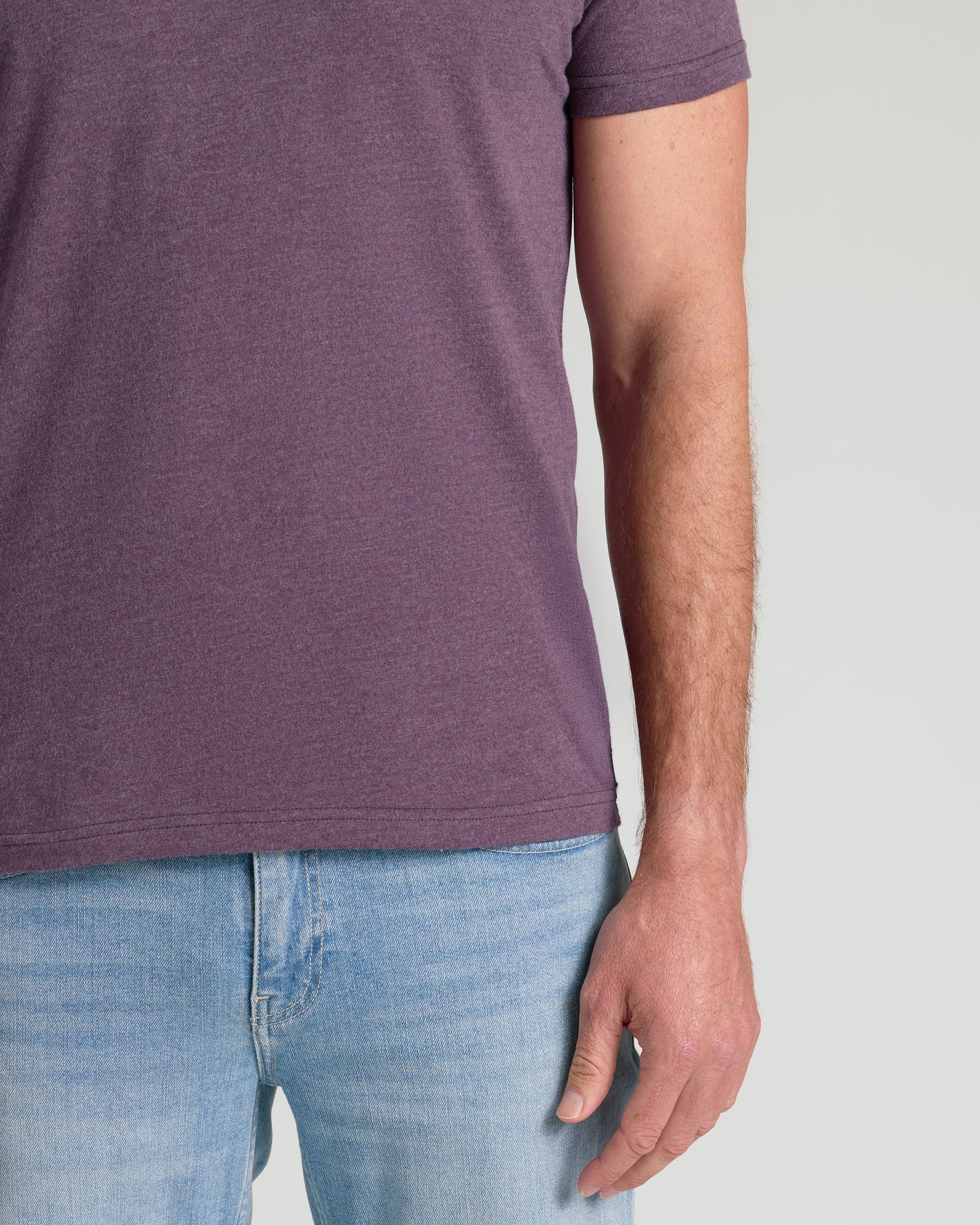 Dark Heather Plum Classic Crew Neck with short sleeves, relaxed fit.