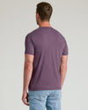 Back view of Dark Heather Plum Classic Crew Neck on male model.