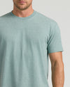 Heather Balsam Classic Crew Neck on a man, short-sleeve fit.